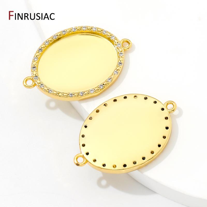 Base per Ciondolo in Ottone Placcato Oro 18K con Base Vuota per Cabochon, Adatta a Connettore con Lunetta per Creazione di Gioielli Fatti a Mano Fai-da-te