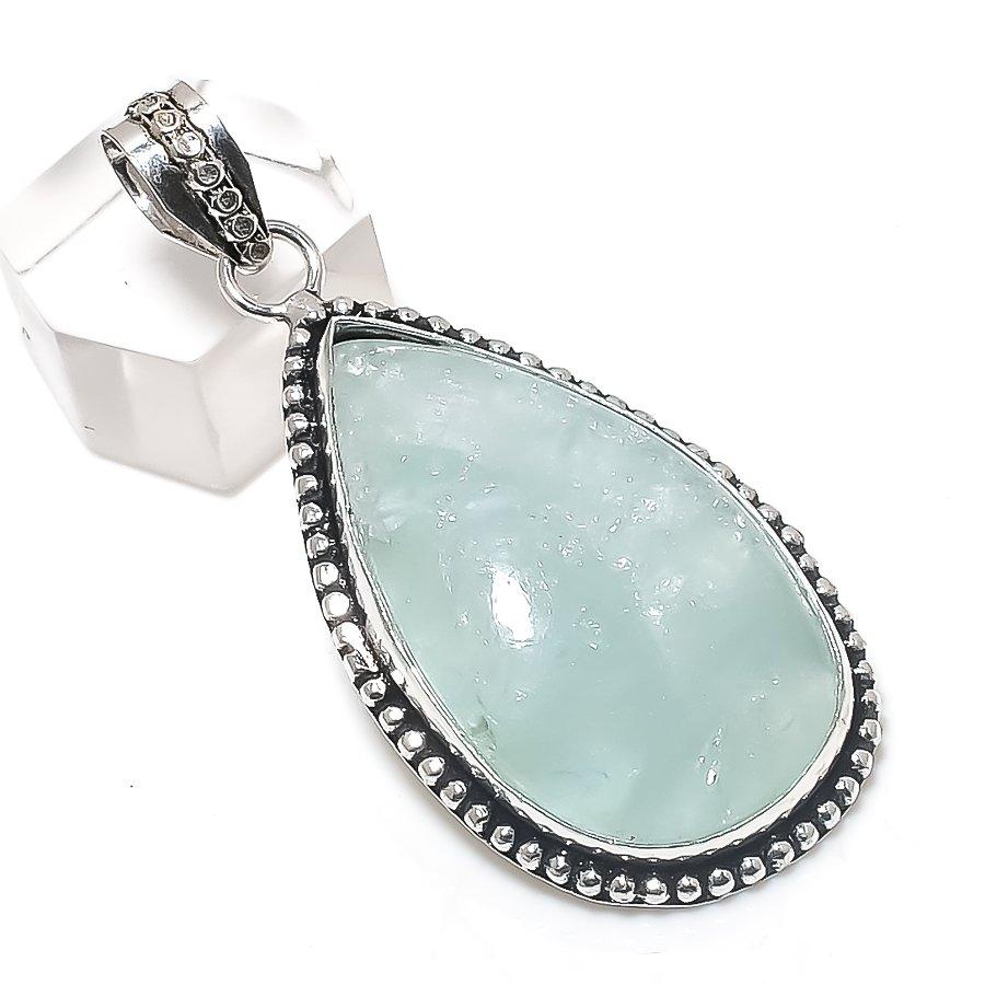 

Aquamarine Gemstone Handmade 925 Sterling Silver Jewelry Pendant 2.25 V1f22
