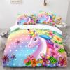 Unicorn Rainbow Duvet Cover Set King Twin Full Size Kids Boy Girl Bedding Set Colourful Cartoon Child Polyester Comforter Cover