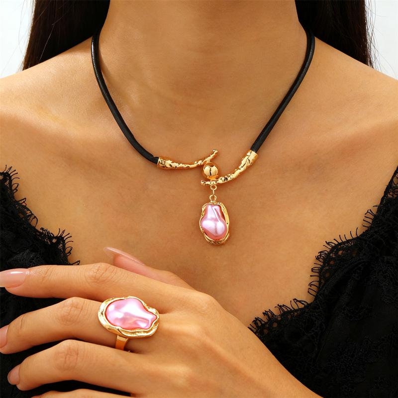 

Набір прикрас з бароковими перлами: Намисто, Сережки, Кільце, Браслет, Чокер для Жінок