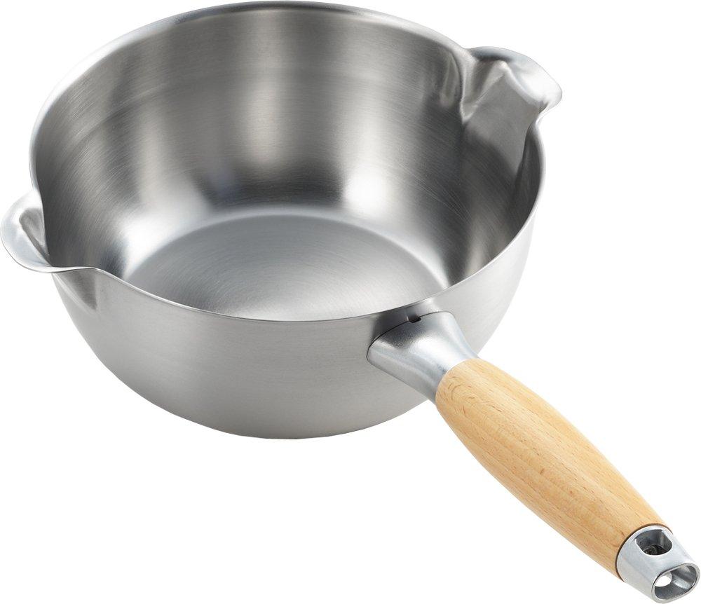 Yoshikawa Stainless Steel Yukihira Saucepan with Induction and Gas Made In Aikata PD3001 Drip-Free Spout, 18cm, 1.7L, Compatible, Japan,