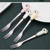 1PCS Cat's Paw Fruit Fork Stainless Steel Dessert Fork Colorful Tea Forks Small Fork Snack Dinnerware Party Home Dinnerware Set
