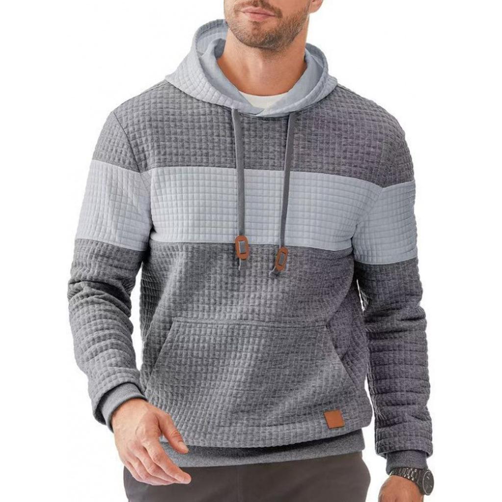Men's Casual Sweatshirts Long Sleeve Drawstring Color Block Pullover Graphic Hoodies With Pockets
