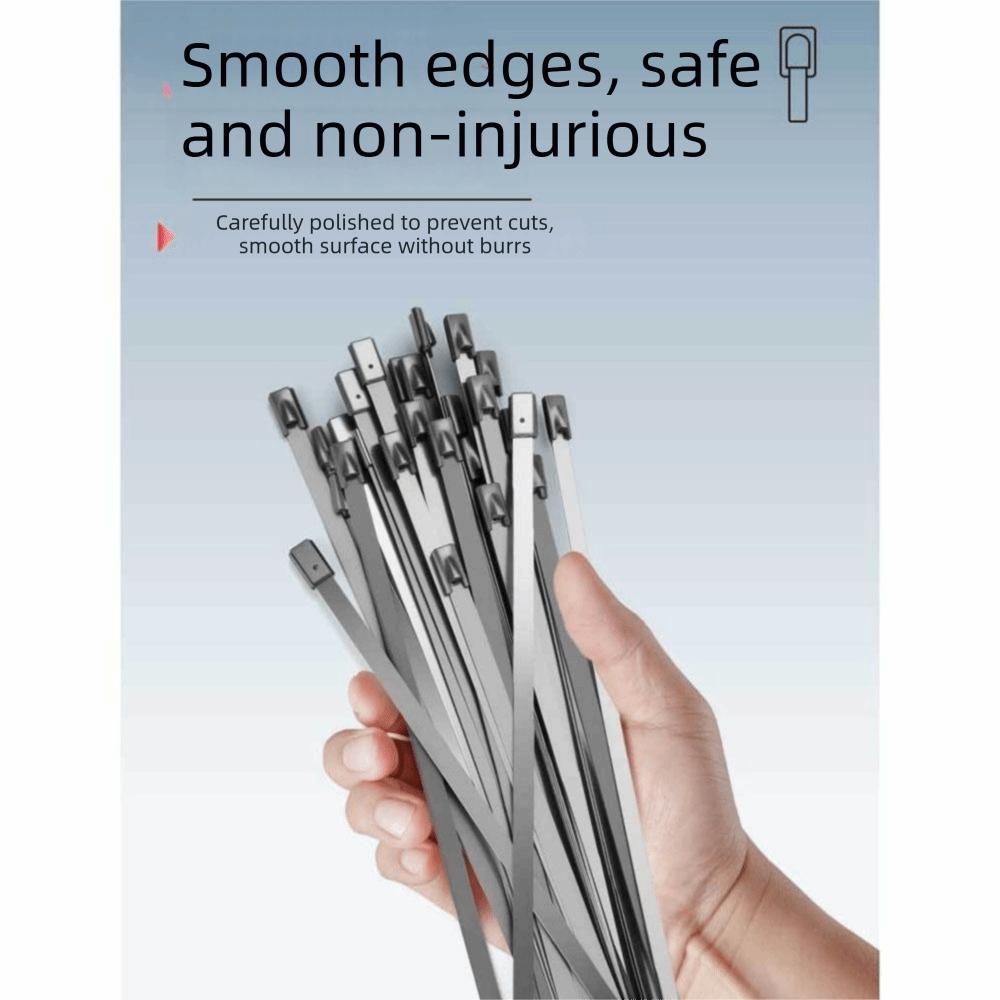 100Pcs 304 Stainless Steel Self-Locking Cable Ties Self-locking Fastening Rings  Exhaust Pipe