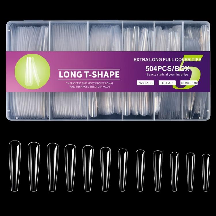 Instantly Salon Styles False Nail 504Pieces/Box Long Coffin Fake Nail Easy Fit Glamorously Nail Art for Home DIY Decors