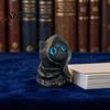 Waterproof Resin Craft Mysterious Hooded Black Cat Figurine, Gothic Wizard Statue with Big Eyes, Animal Ornament Mini Desktop Shelf Ornament,