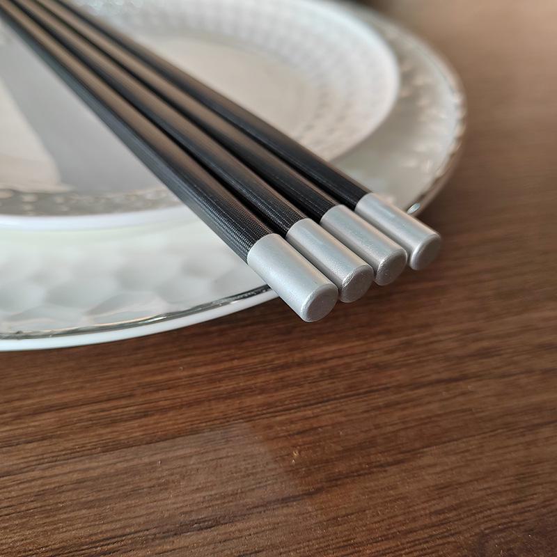 Luxurious Morandi Dark Green Non-Slip Porcelain Chopsticks for Home and Hotel Use, Mildew-Proof and Stylish Alloy Handles.