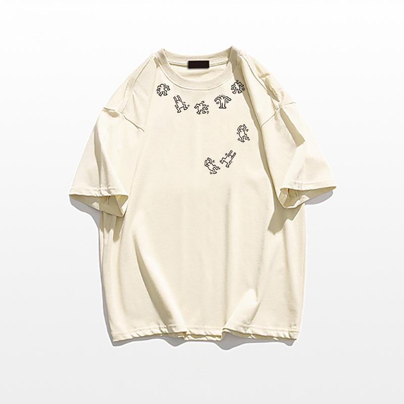 Damen 2025 Schwergewichtiges Graues Baumwoll-Sommer-T-Shirt mit Lockerem Halbem Ärmel