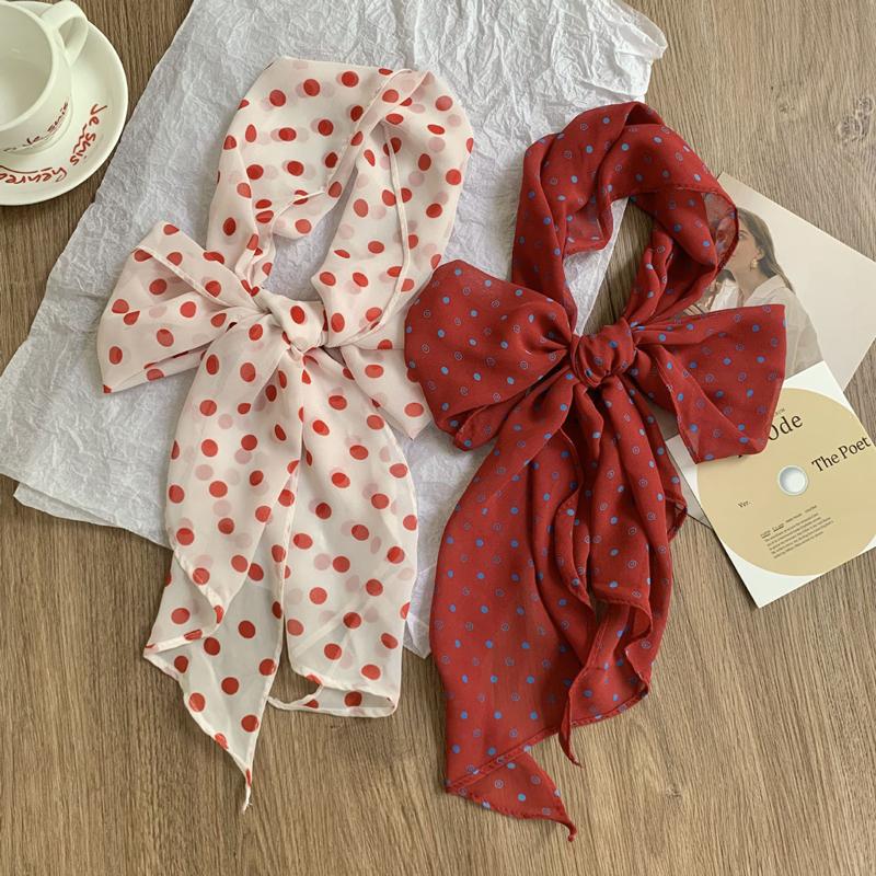 Fashion Thin Polka Dot Long Ribbon Scarf Shawl Elegant Neck Protection Neckerchief Narrow Tie Neck Scarf Costume Accessories