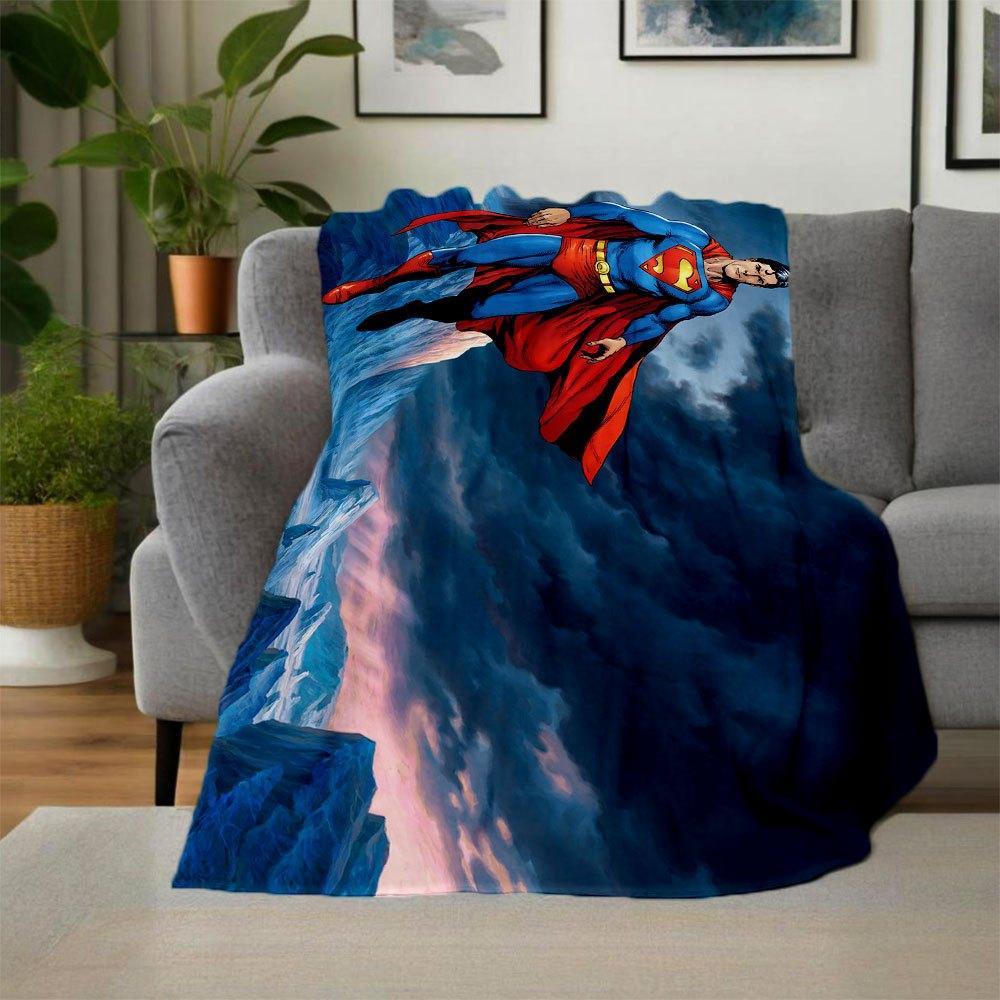 Superman Flying in Stormy Sky PosterBlanket Flannel Throw Blanket for Sofa, Bed, Travel, Camping, Office, Couch, Chair