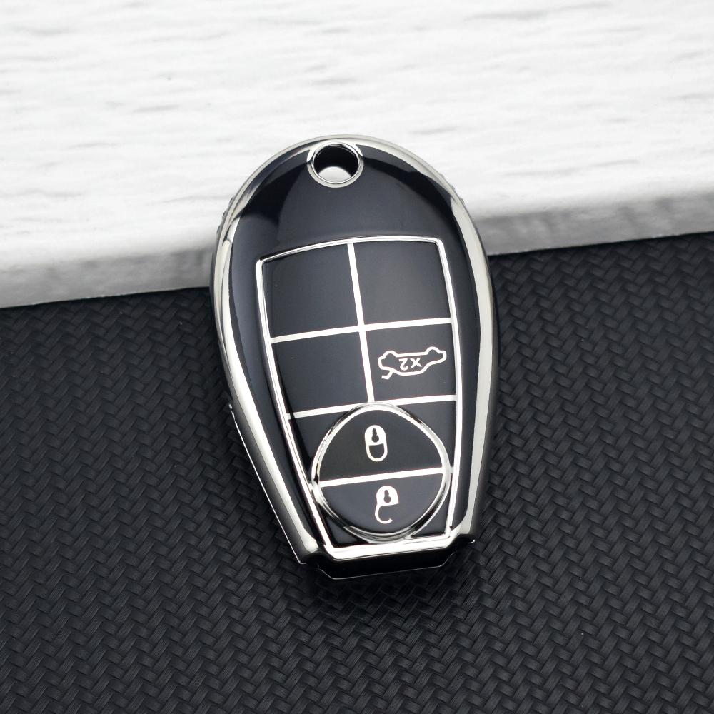 

Silvery Soft TPU Car Key Case for Jeep Grand Cherokee for Dodge Ram Durango Magnum Chrysler Anti-scratch Key Bag Car Accessories