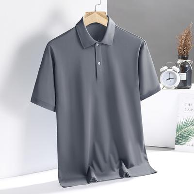 Poloshirt Herren Kurzarm T-Shirt Sommer Eisseide Dünn Revers Halbarm Business und Freizeitkleidung