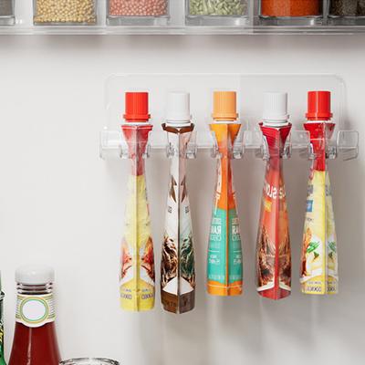 Yousheng 1/2Pcs Storage Rack Hanging Wall Organizer Large Capacity Sauce Bags Condiment Bottles Transparent Frame Space Saving Kitchen Rack