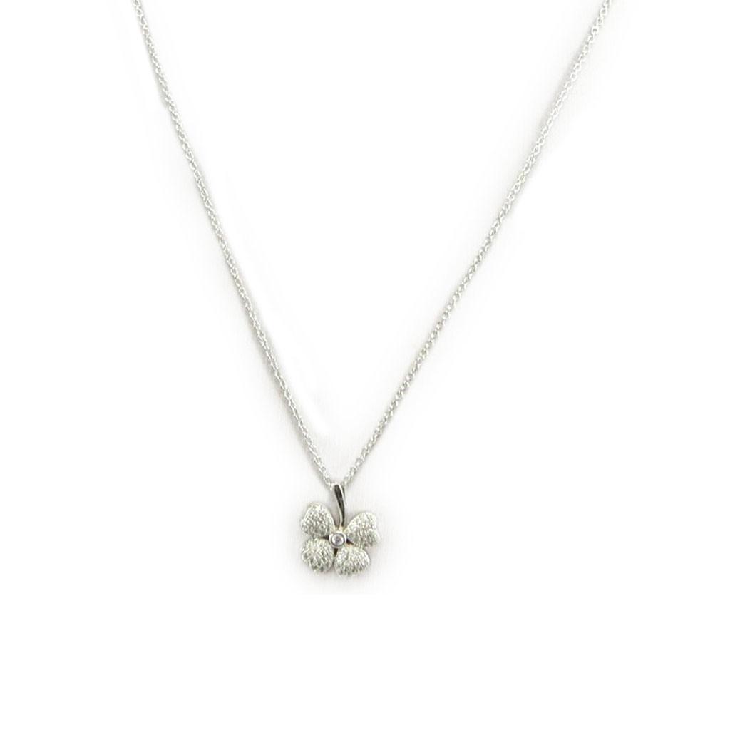Altesse [L6091] - Collier Argent 'Trèfle' blanc