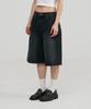 JUAN HOMME Washed Bermuda Denim Pants (Dark Blue)