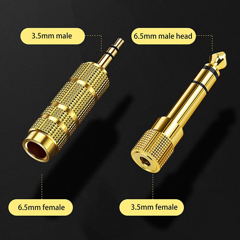 2Pcs/Set Audio Adapter For Headphone Amplifier Audio, Adapter Microphone Converter - 6.5mm To 3.5mm And 3.5mm To 6.5mm