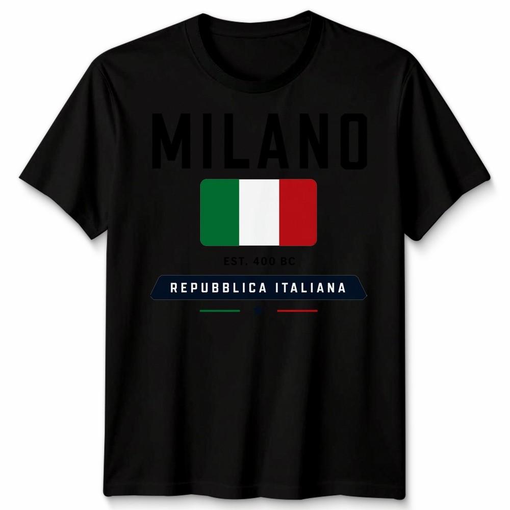 Milano Graphic Unisex Football T Shirt Casual White Soft Cotton Classic Top