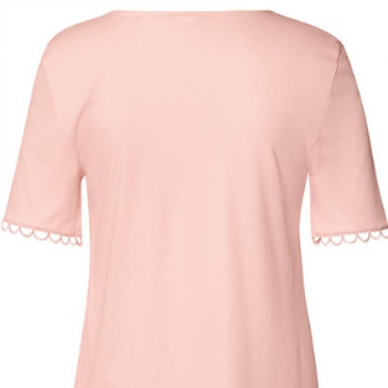 Hanro Cotton Short Sleeve Pajama Set 74810 Pink Blaze