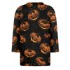 Women 3/4 Sleeve Casual Loose Fit Shirt Round Neck Halloween Pumpkin Print T-Shirt Top for Everyday Wear