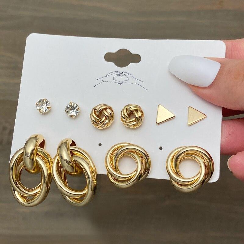 iF ME Fashion Cheap Jewelry Vintage Gold Stud Earrings for Women Bohemian Fashion Moon Star Butterfly Heart Stud Earrings Jewelry