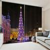 City Night Tall Buildings Lights Landscape Curtains 2 Panel Luxury Living Room Bedroom Home Decor Curtains