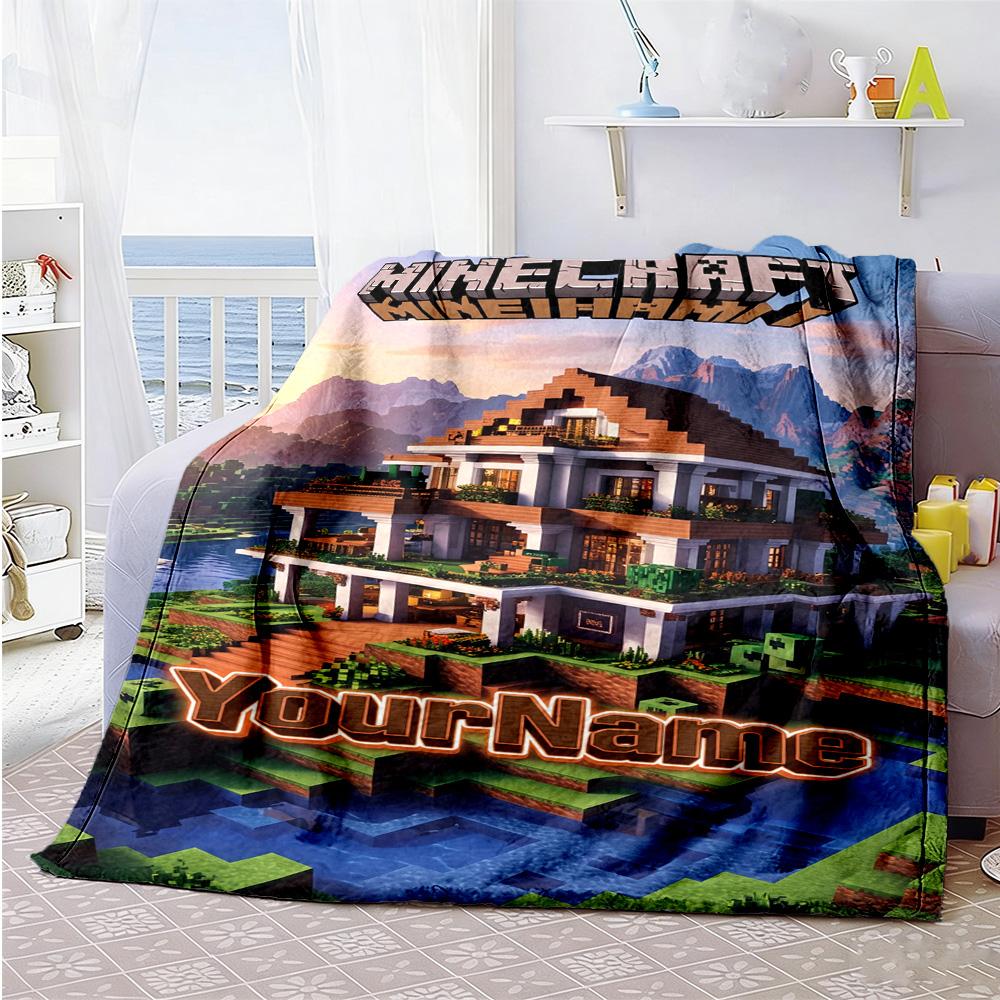 Minecraft 13 Personalized Name Blanket Gift Personalized Blanket Soft Warm Cozy Versatile for Nap Bed Bedding Living Room Ideal for All Seasons