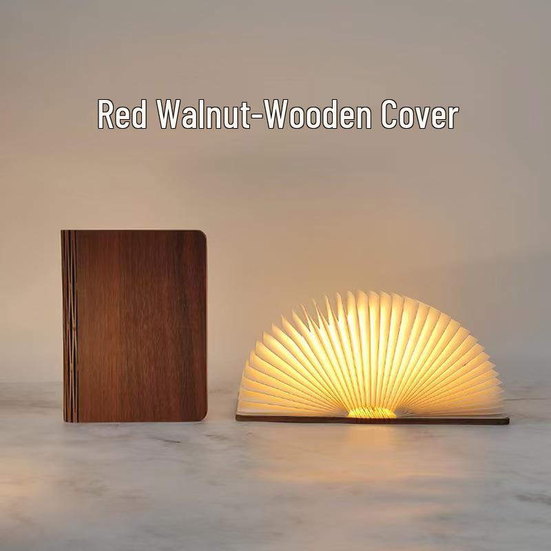 USB-Powered Walnut Book Light with Stepless Dimming and Eye Protection for Bedroom
