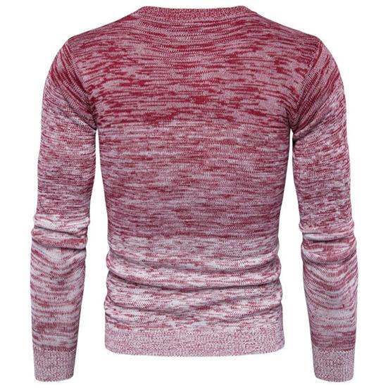Long Sleeve Patchwork Men Sweater Autumn Winter O-Neck Stretchy Knitted Pullover Sweater Streetwear