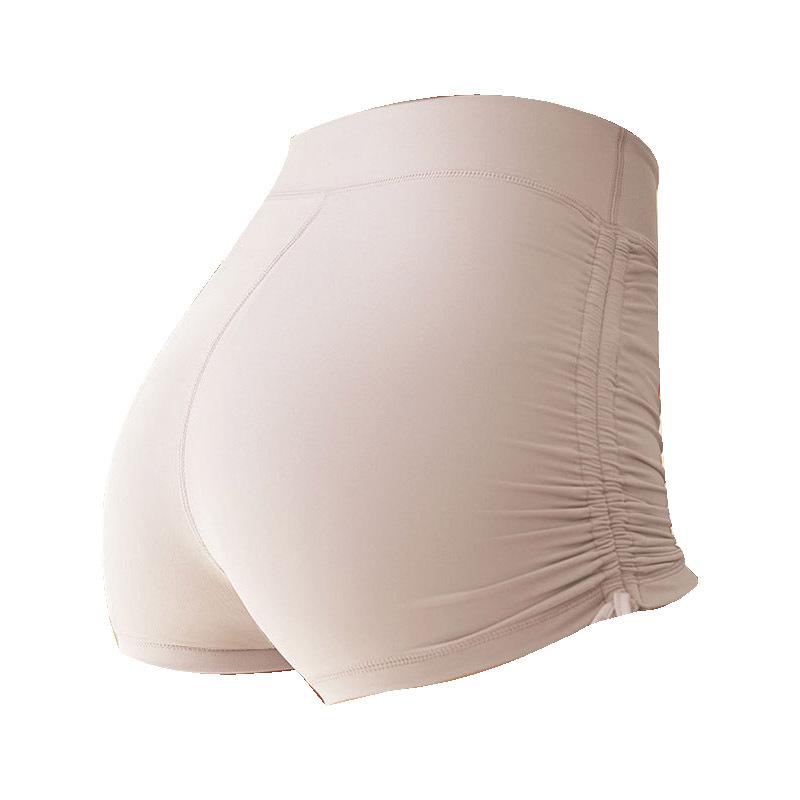 New Nude Yoga Shorts For Women, Pleated Drawstring Fitness Shorts For Outerwear, Anti Glare Running Sports Hot Pants For Women