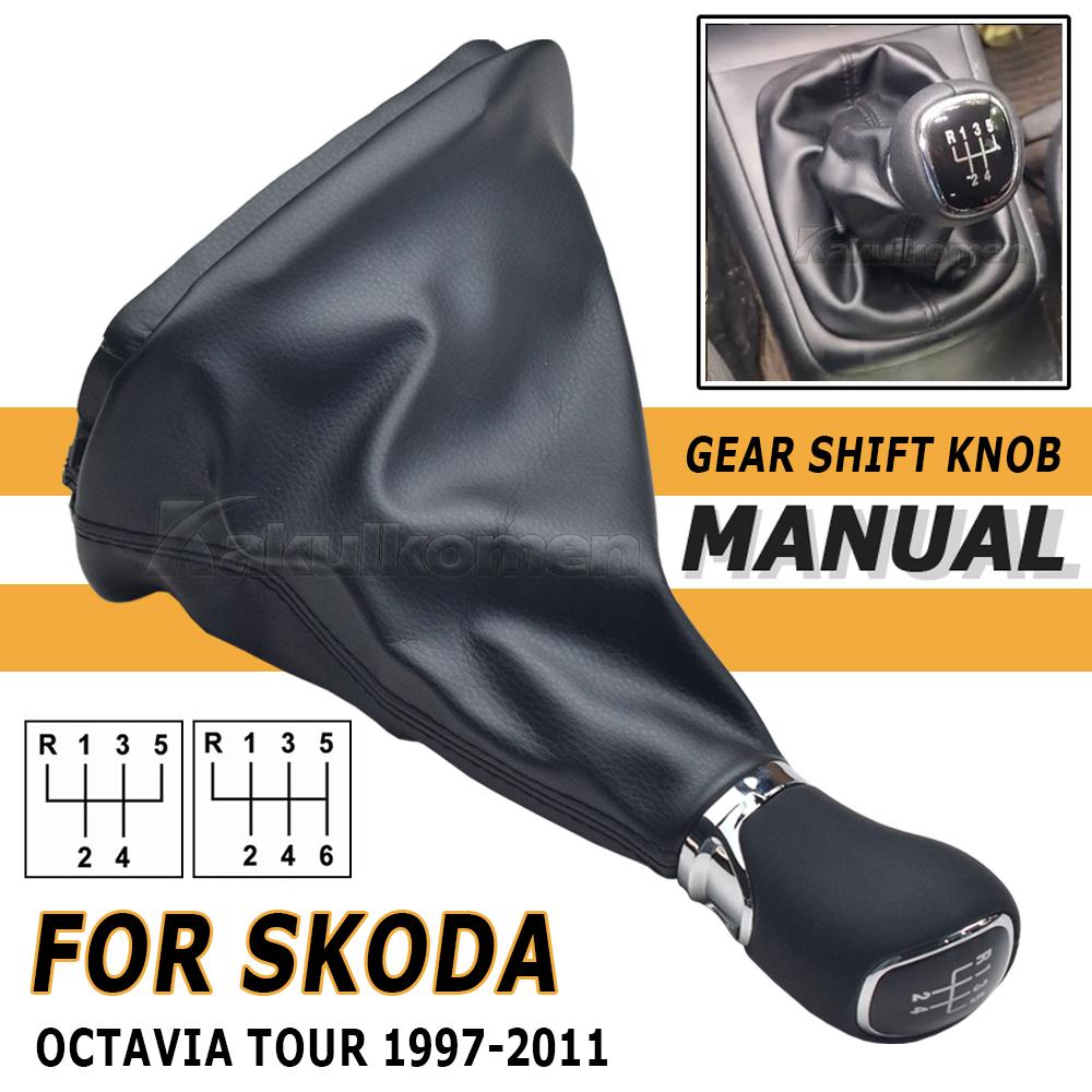 Manual 5 6 Speed Gear Shift Knob Stick Shifter Lever HandBall Gaiter Boot Cover For Skoda Octavia 1997-2011 Auto Accessories