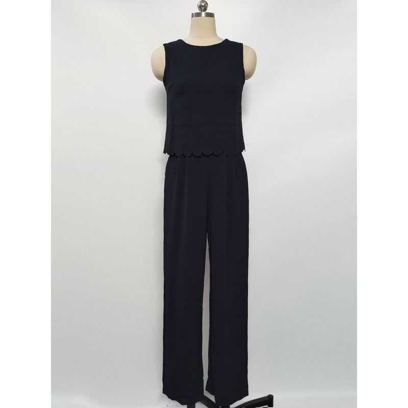 

European and American New Fashion Casual Loose Sleeveless Vest Trousers Set Strap Vest and Pants Set Black XXL