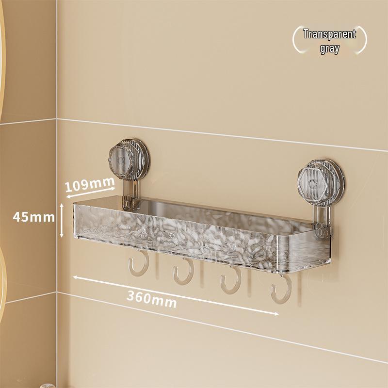 Wall-Mounted Punch-Free Corrugated Suction Cup Storage Rack for Bathroom Sink and Bath Supplies