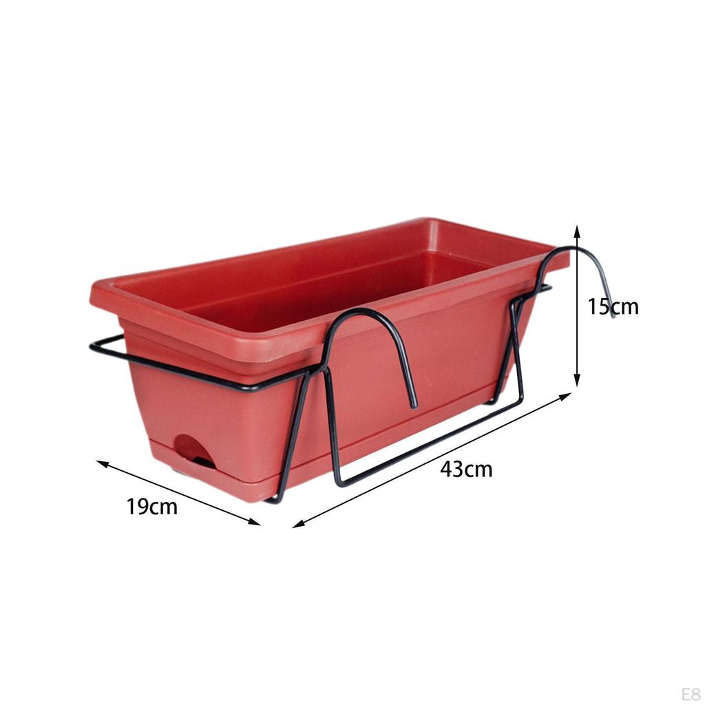 Balkon Çiti Asılı Saksı 17x7.4x5.9 İnç Çıkarılabilir Tepsi Kolay Kurulum Çok Amaçlı Saksı