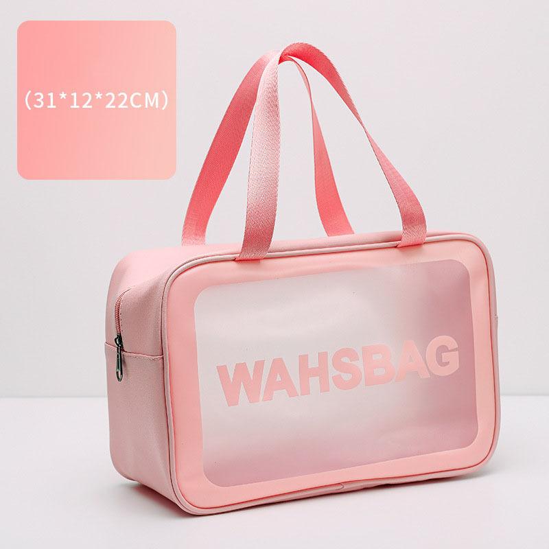 

Прозрачная косметичка, набор из трех предметов, матовая полупрозрачная сумка для ванны большой емкости, портативная сумка для хранения big розовый