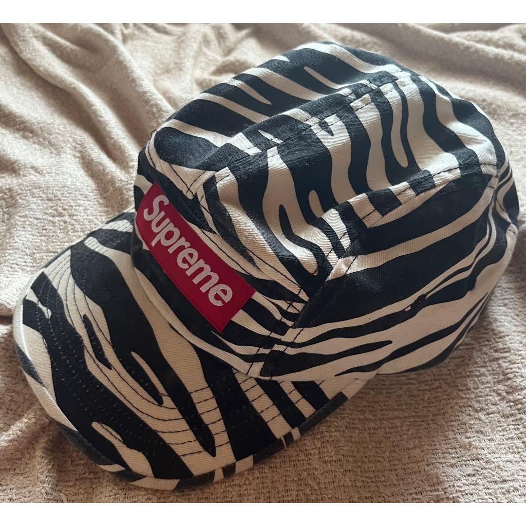 Used Supreme Washed Chino Twill Camp Cap Zebra