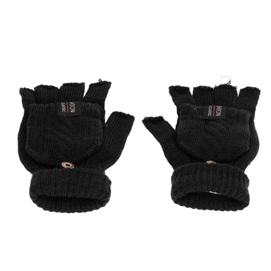 1 Pair USB Heated Gloves Electric Heating Thermal Knitting Gloves Half Finger Winter Hand Warmer for Working Black