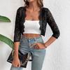 2025 Autumn New Cardigan Placket Spliced Fashionable Lace Short Jacket Top