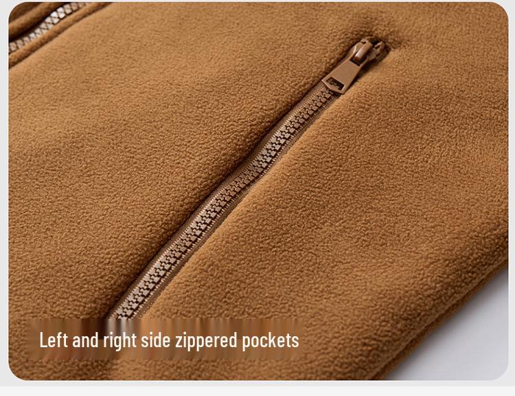 Men's Thickened Fleece Jacket with Stand Collar - Casual Autumn/Winter Outdoor Hoodie