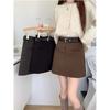 Retro Woolen Skirt Women's Autumn and Winter High Waist Temperament Skirt Short Skirt