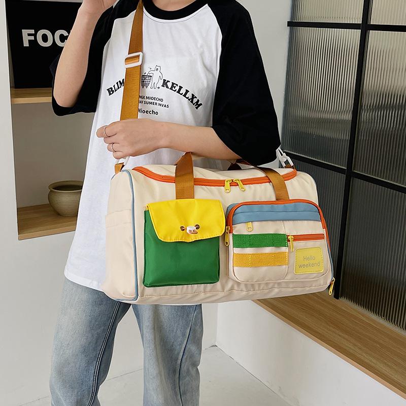 Colorful Retro Travel Bag Large Capacity Duffle With Shoulder Strap Sports Gym Carry-On Multi-Pocket Casual Weekend Luggage For Women