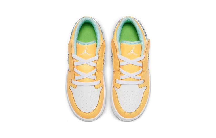 Jordan Air Jordan 1 Low Alt SE PS Canvas Breathable Low top Kids' Skateboarding Shoes Yellow White DX4387-800