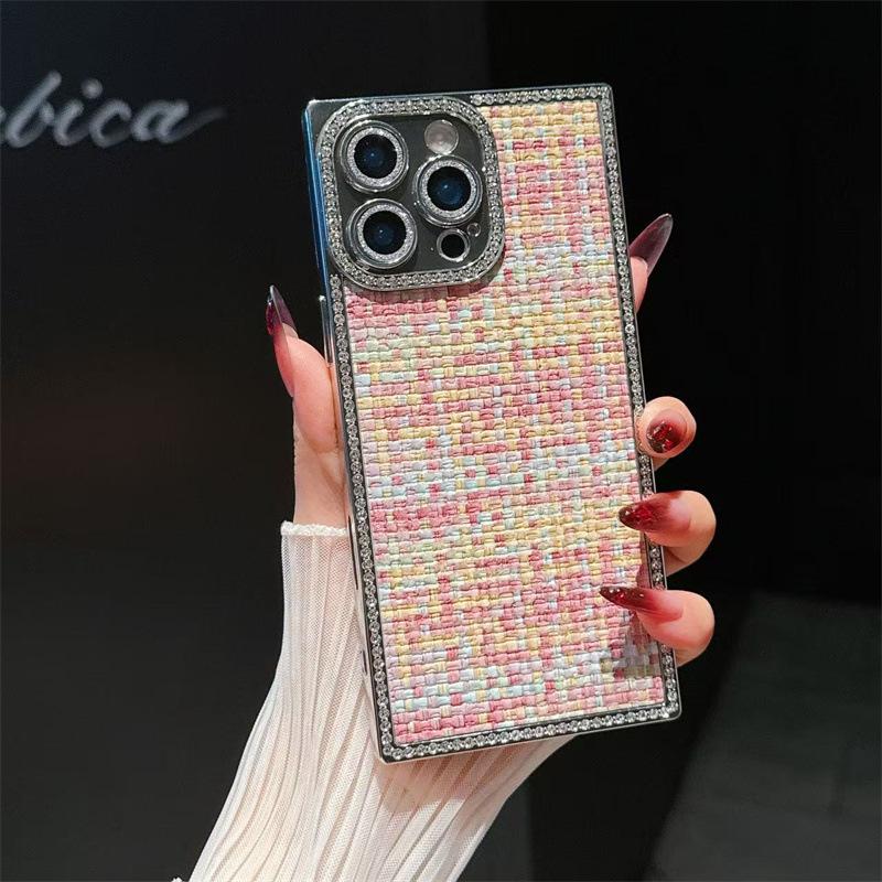 

Luxury braided pattern is suitable for iPhone17Pro mobile phone case Apple 16Pro electroplating edge drill 15Pro lens film 13pro max【 6.7inch 】 різнокольоровий