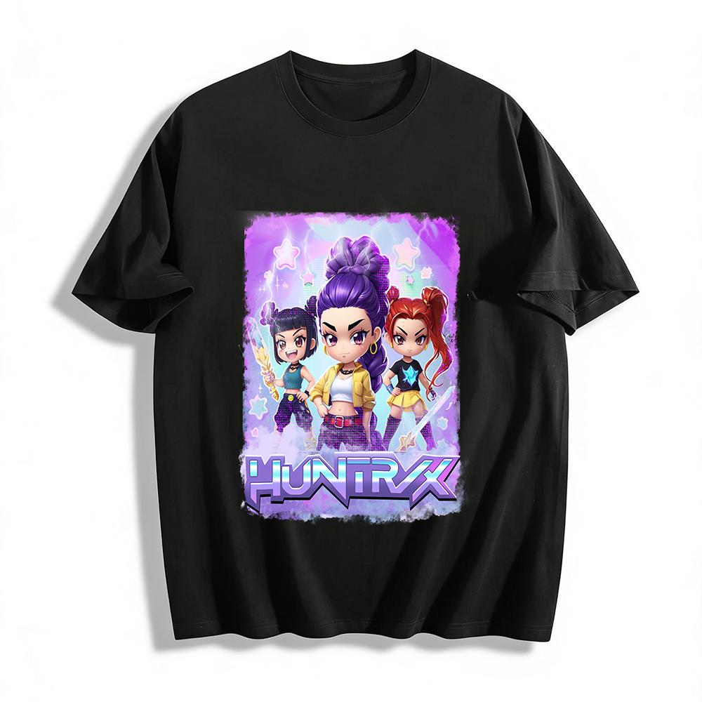 

HUNTRIX Cute Girl Group Print Casual Tops Trendy Game Style Loose Comfort Unisex T-Shirts Pure cotton T-shirt XXS