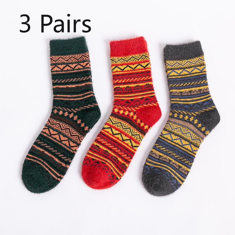 

3 пары новых женских зимних толстых теплых носков-труб из кроличьей шерсти с искусственным мехом хорька 3 Pairs