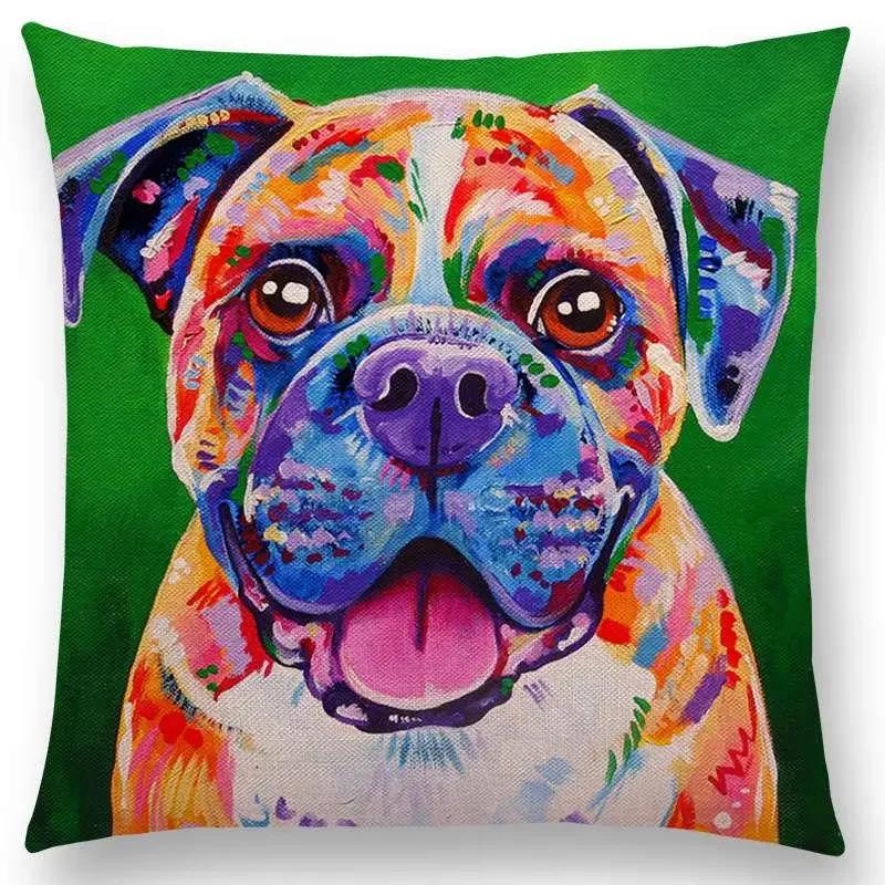 Oil Painting Animals ELK Cushion Cover Deer Lion Dogs Fox Bird Horse Sofa Throw Pillow Case