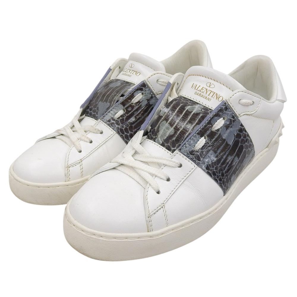 Valentino Garavani Garavani Women's Leather Open Sneakers, White, 9.3 inches, N781W1 shoes 36 1/2 whiteUsed