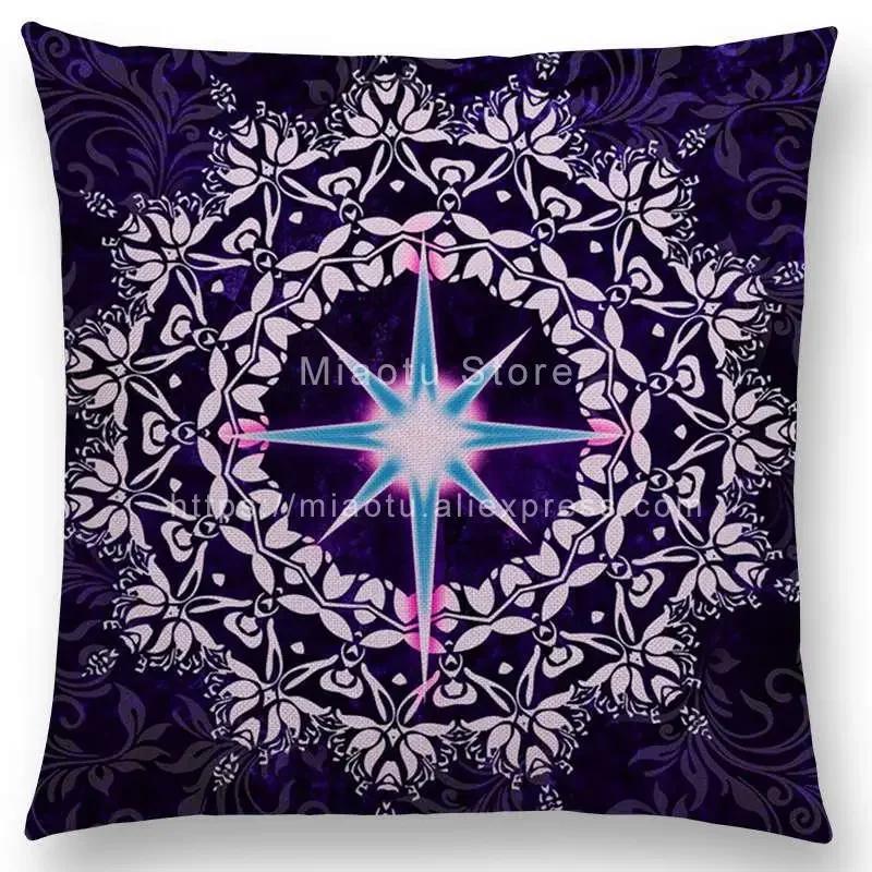 New Dreamy Sun Moon Stars Colorful Lotus Eternity Mandala Gorgeous Floral Pattern Design Prints Cushion Cover Pillow Case