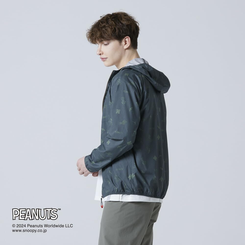 Mizuno PEANUTS Compact Olive Water-Repellent Jacket, Snoopy, B2MEBY03, Men's,