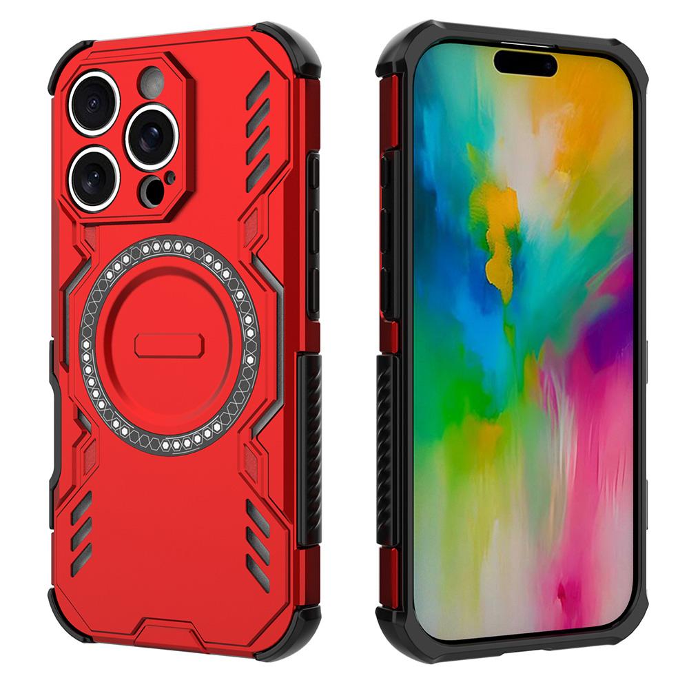 For iPhone 16 Pro Magnetic Case Butterfly Armor Hollow Heat Dissipation PC+TPU Phone Cover