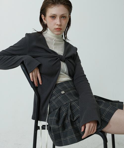 Reventina Glam Check Skirt_Black